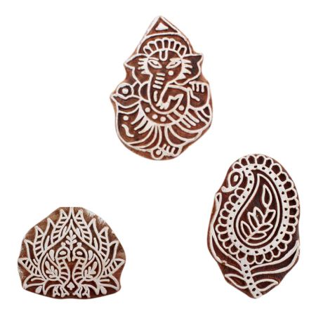 Set of 3 Piece New Mix Wooden Printing Blocks